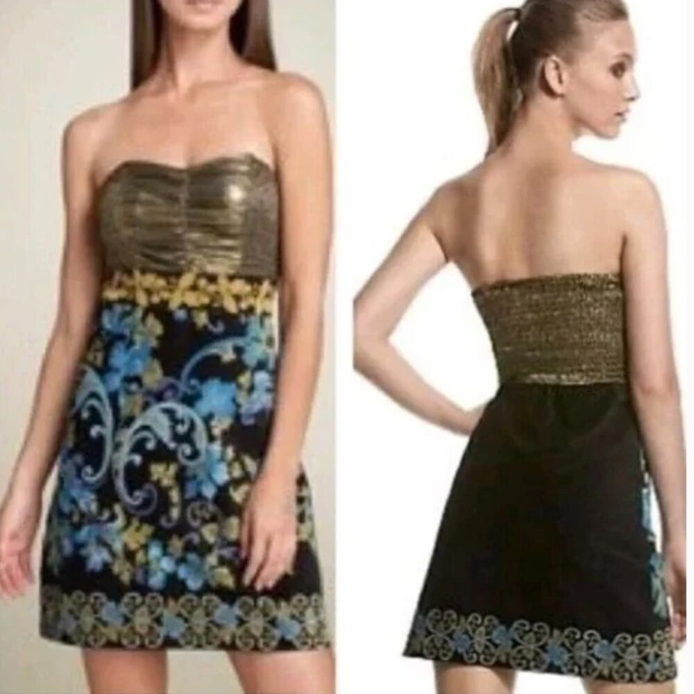 Vintage Free People Lost In Paradise Metallic Velvet Mini Dress Valentines SZ 2